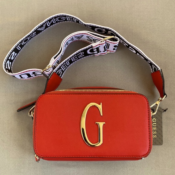 Guess | Bags | Small Red Guess Crossbody Bag Thick Luggage Type Strap |  Poshmark